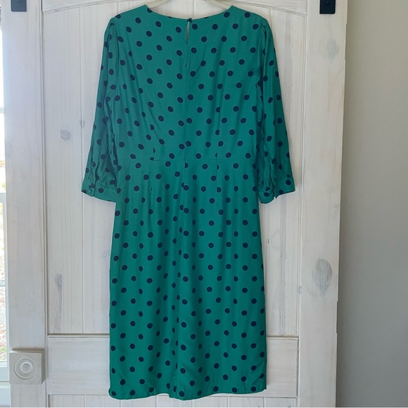 Boden Green Blue Polka Dot Sheath Dress 8 - Picture 6 of 10